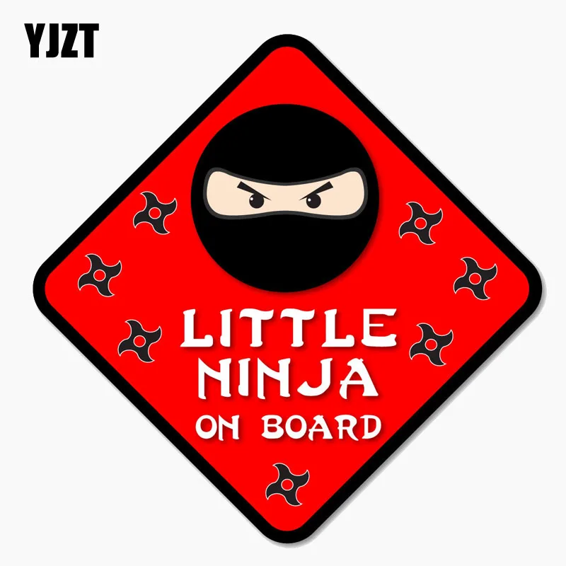 

YJZT 13.5CM*13.5CM Amusing LITTLE NINJA ON BOARD SIGN Reflective Car Sticker C1-7667