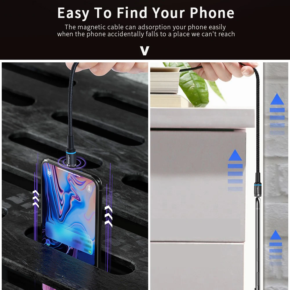 Магнитный Micro USB кабель Essager 3A type-C 3 м для samsung iPhone, Магнитный зарядный кабель USB C, провод, кабели для мобильных телефонов