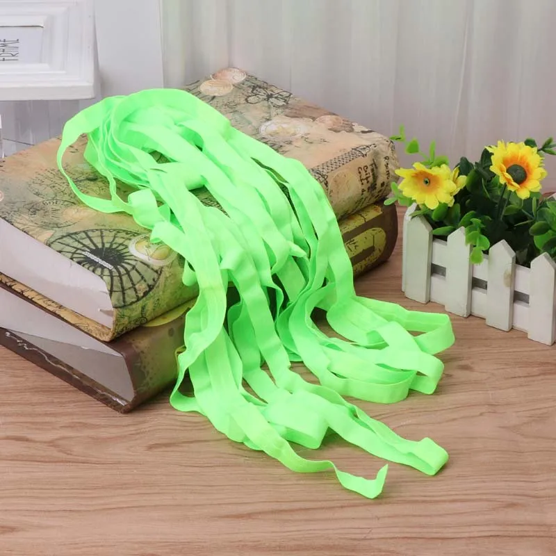 Fluorescent green 10 мм ширина цветная плоская швейная эластичная лента для нижнего белья, брюк, бюстгальтера, резиновой одежды, декоративный Регулируемый мягкий эластичный пояс - Цвет: Fluorescent green
