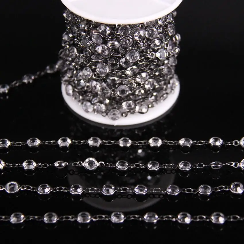 6mm Clear White Cubic Zircon Faceted Flat Round beaded Chain Coin Gun black Rosary Charms CZ | Украшения и аксессуары