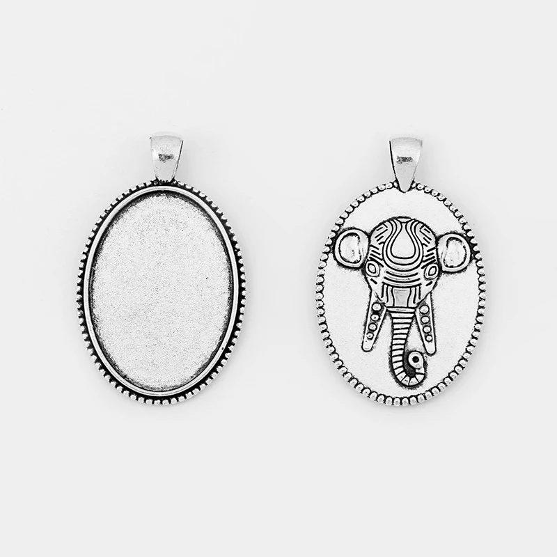 

5pcs 25x35mm Oval Bezel Pendant Tray Base Cameo Cabochon Setting Fashion Pendant Blank Cave Elephant On The Back DIY Jewelry