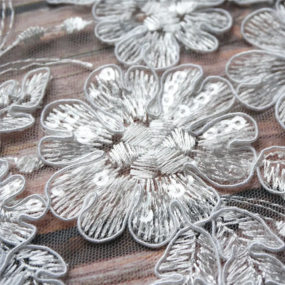 2 шт. белые цветы кисточка свадебные аппликации пайетки кружевная отделка ткань