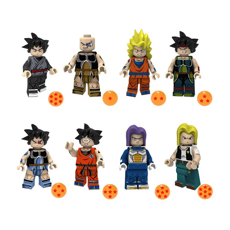 8 шт./лот Dragon Ball фигурка Z Son Goku Vegeta Master Roshi Krillin строительный блок брендовые фигурки Набор моделей игрушки для детей - Цвет: 8Pcs Block 15