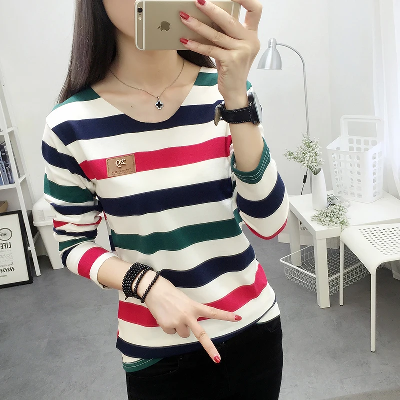 Специальное предложение корейская весенняя женская футболка модная с длинными