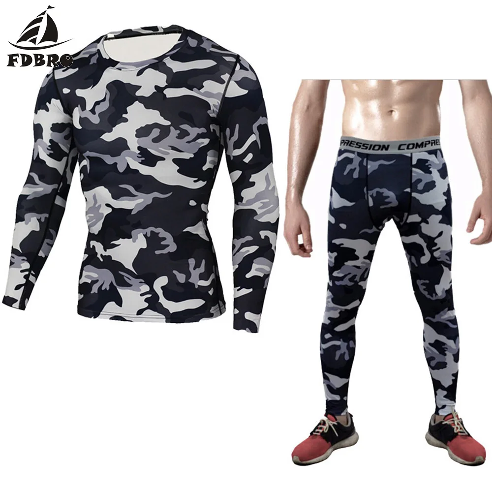 FDBRO спортивный костюм Мужская компрессионная MMA рубашка с длинным рукавом