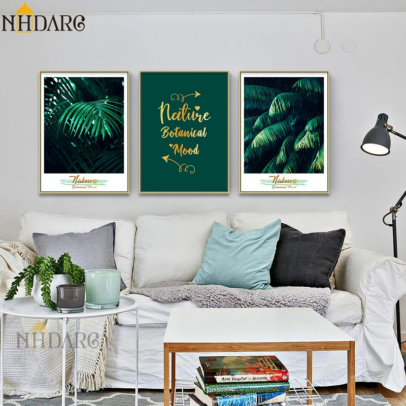 

Modern Fashion Green Plant Leaves Quote Posters and Prints Canvas Painting Art Wall Pictures For Living Room Nordic Home Decor