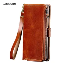 Natural Leather case for Samsung Galaxy S21 Ultra S20 FE S9 S8 S10 plus Note 20 10 9 a32 a71 a51 A52 A72 Wallet Stand Holder Bag