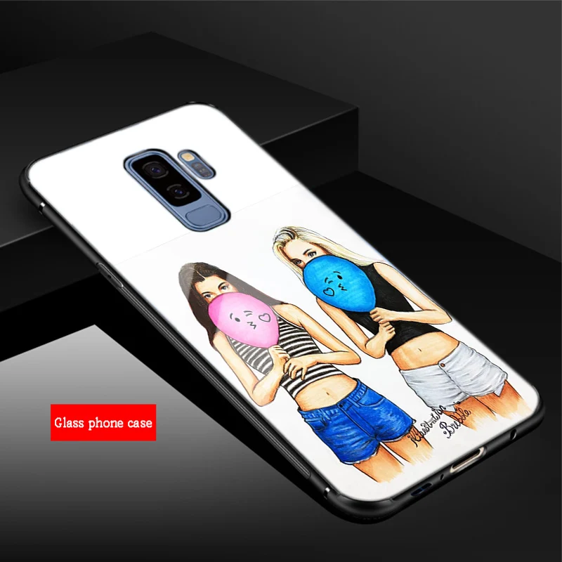 Жутким черепом сотовый Чехол из закаленного стекла для телефона для samsung Galaxy A6 A6S A8 A8S J6 J8 S8 S9 S10 PLUS, NOTE 8, 9