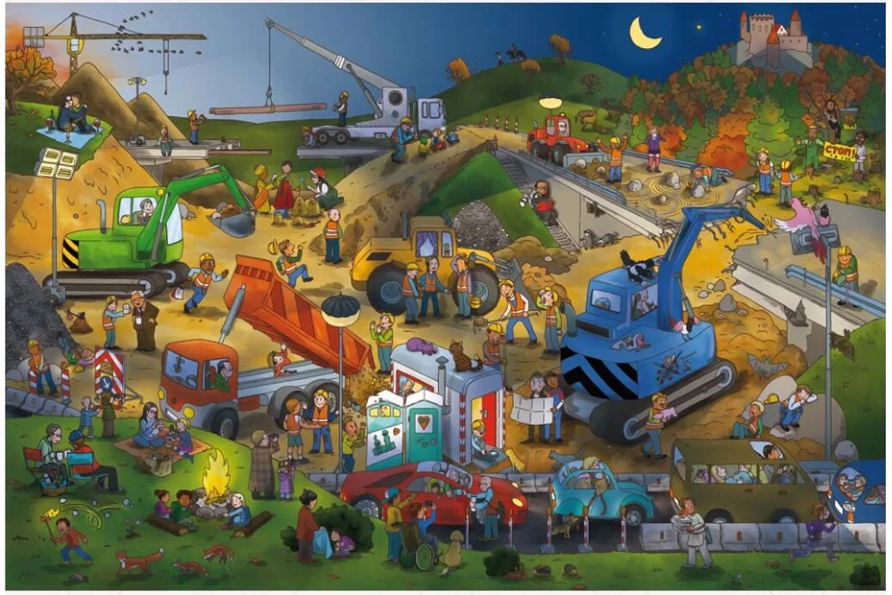 3d обои на заказ современные Мультяшные строительные с изображением рабочих