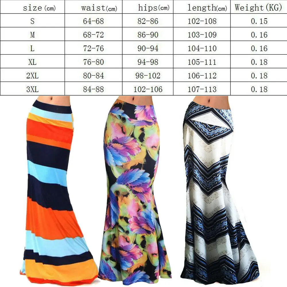 Женская длинная юбка карандаш стрейч с цветочным принтом в полоску для пляжа
