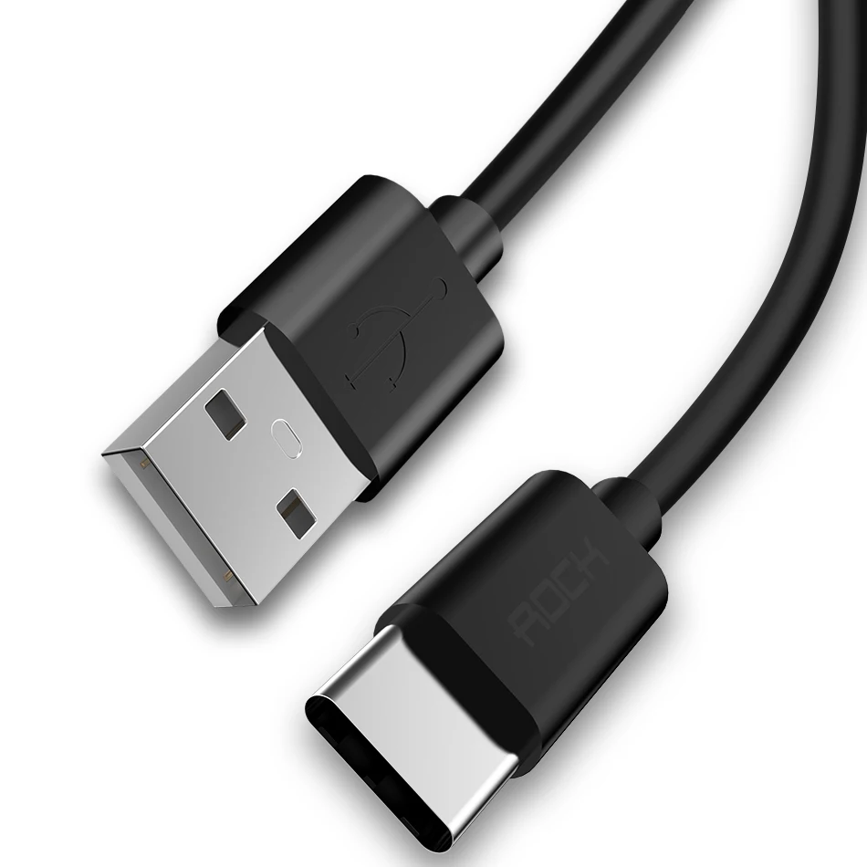 ROCK USB C кабель Usb type C провод для быстрой зарядки для телефона зарядное устройство для samsung S9 S8 Note 8 Xiaomi mi6 huawei P10 адаптер USB-C - Цвет: Black