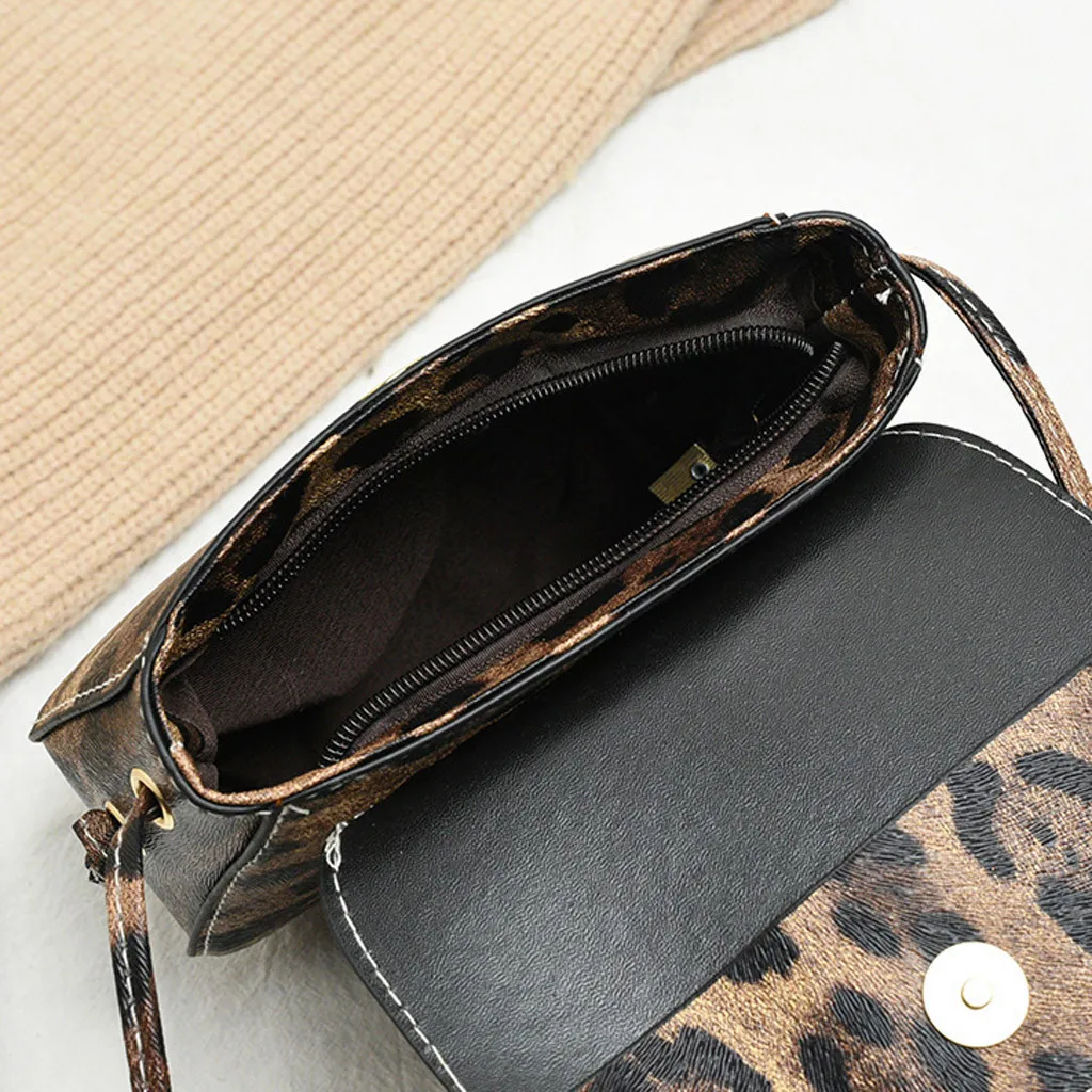 Сумка с леопардовым принтом винтажная Маленькая кожаная сумка сумки через плечо