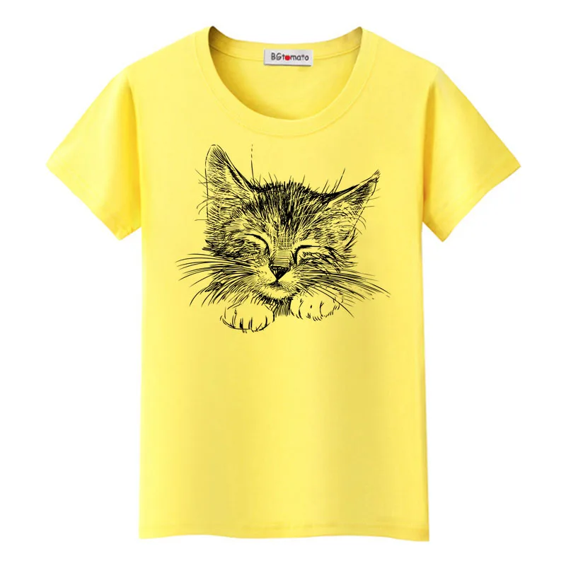 BGtomato sketch cat Милая футболка женская супер модная художественная рубашка брендовая Новая Летняя Повседневная футболка Мягкая футболка - Цвет: 4
