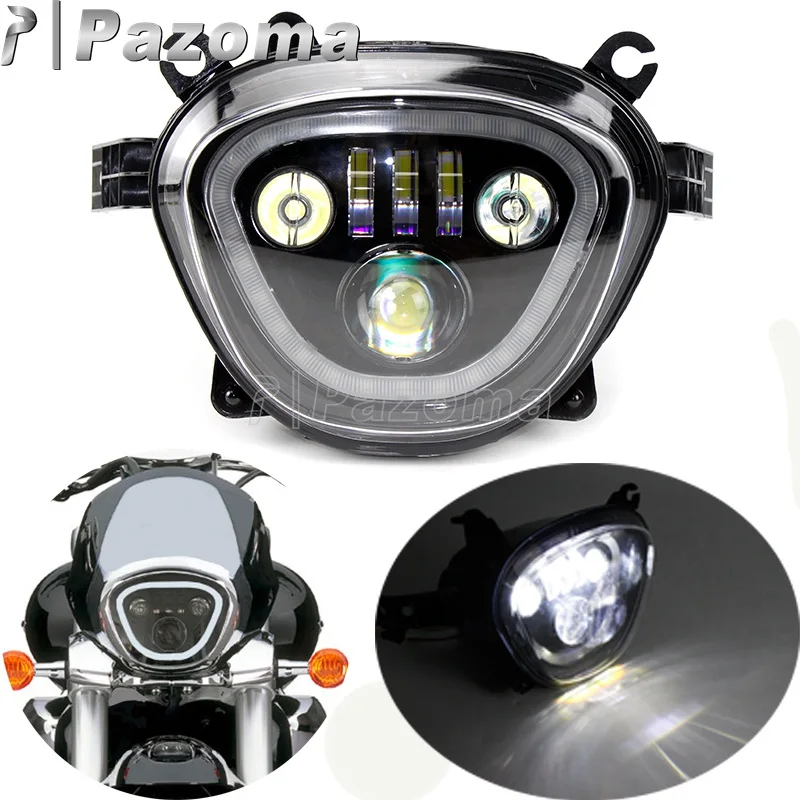 Мотоциклетная черная светодиодная фара 6500K 110W DRL дальнего и ближнего света на