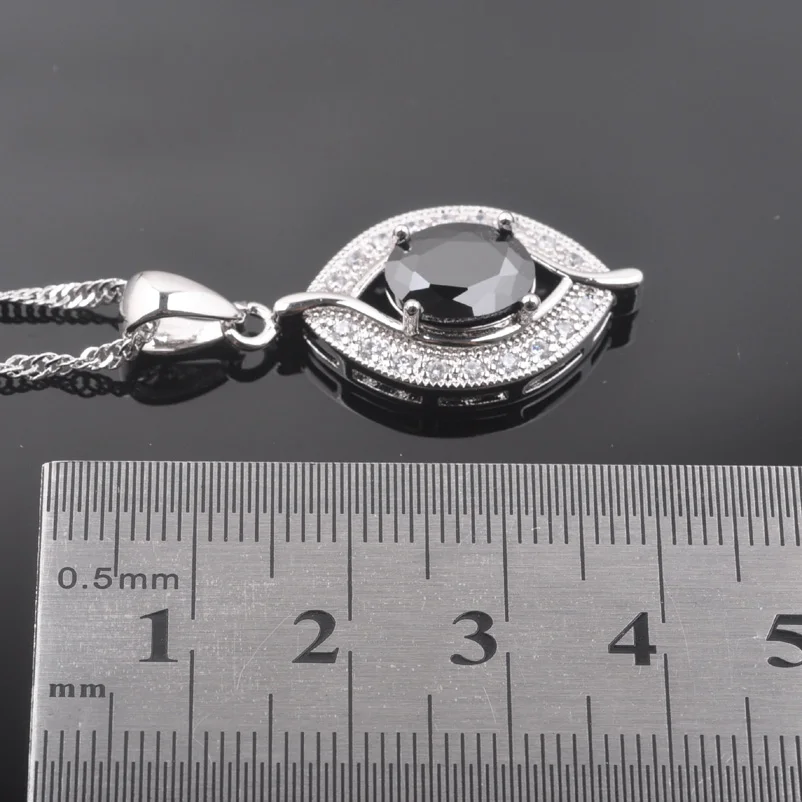 Новый дизайн глаз черный Цирконий Белый CZ женский серебряный цвет Ювелирные