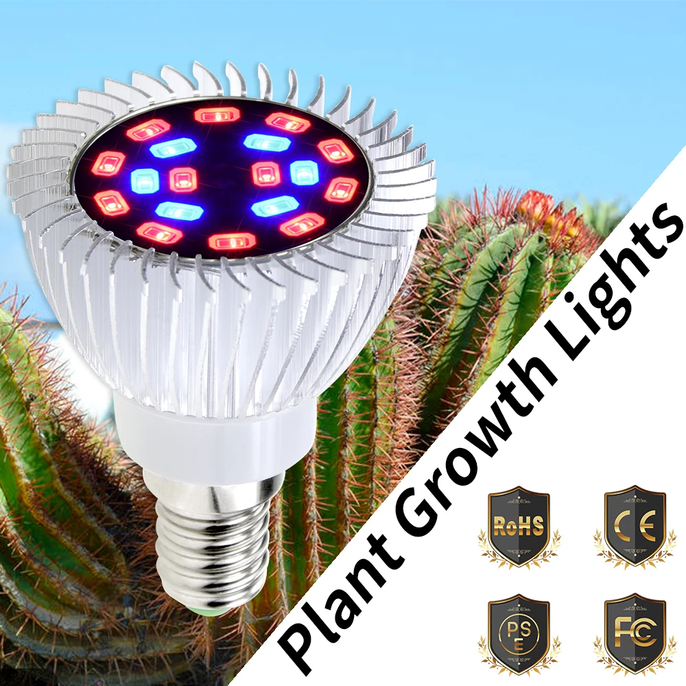 Крытый светодиодные рассады E14 Full Spectrum Led 220 V Phytolamp E27 Гидропоника с увеличительным