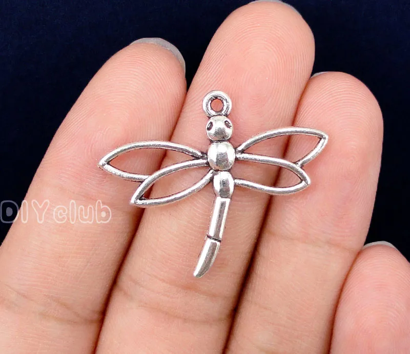 

70pcs- Antique Silver Dragonfly Charms Pendant, Jewelry Making 32x27mm