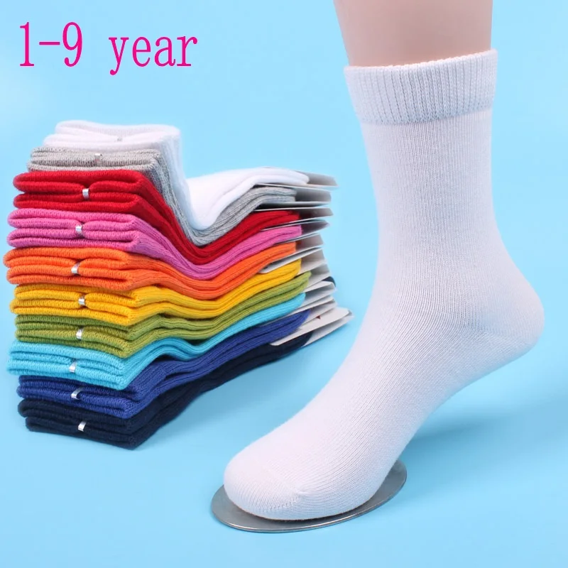 Spring&autumn Cotton High Quality Candy Colors Girls Socks With Boys Socks 1-9 Year Kids Socks