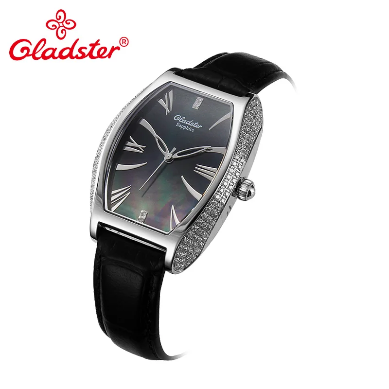 Роскошные Японские Женские часы Gladster MiyotaGL30 с кожаным ремешком сапфировым