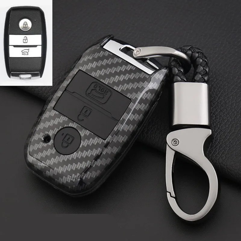 A-black ABS корпус из углеродного волокна+ силиконовый чехол для автомобиля Smart Key чехол для Kia Ceed Cerato Optima Rio 3 K2 Soul Sportage 3 кнопки брелок - Название цвета: A-black