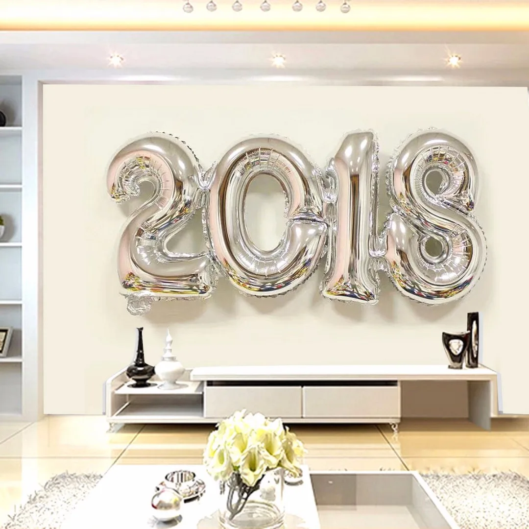 Новый 2018 Фольга праздничные воздушные шары с год вечерние украшения комнаты