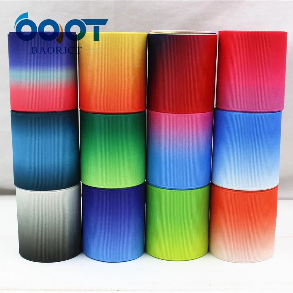 OOOT BAORJCT 174012 50mm Solid color gradient Printed grosgrain ribbon DIY handmade Wedding decoration materials Valentine's Day | Дом и