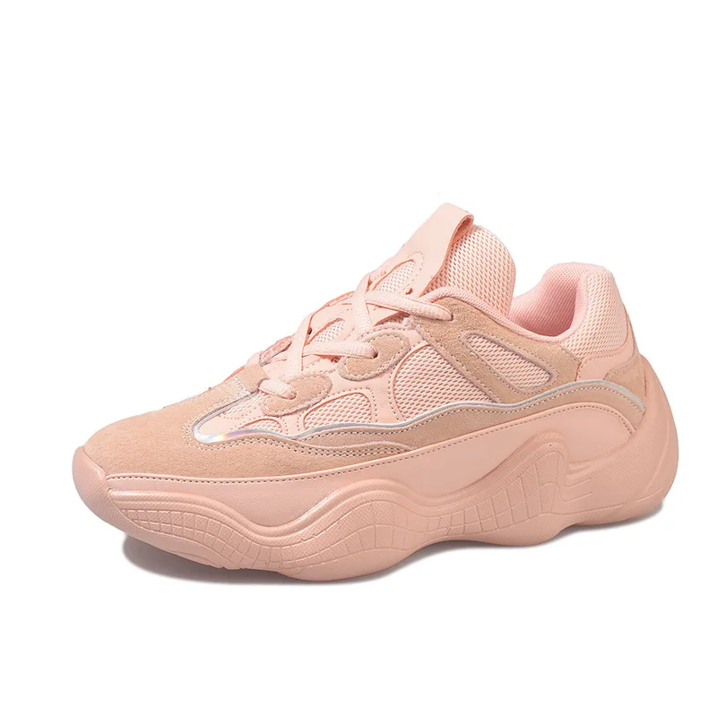 

Stylesowner 2020 Hot Selling Casual Shoes Thick Bottom Lace up Breathable Sneakers Pink White All Match Fashion Shoe Daddy Shoes