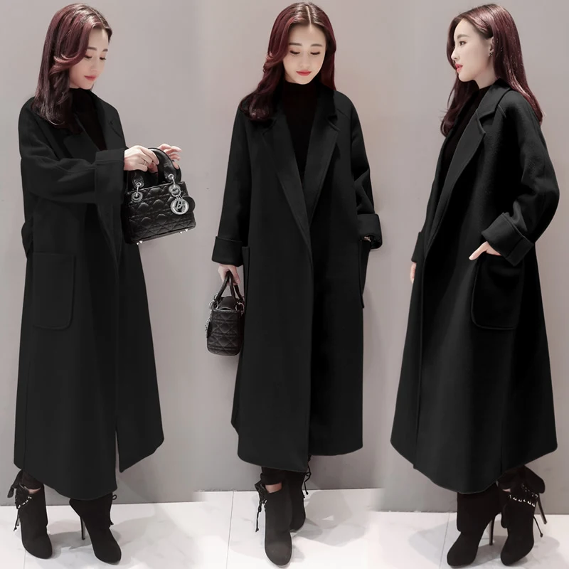 Весенне-осеннее Новое Женское корейское свободное тонкое шерстяное твидовое