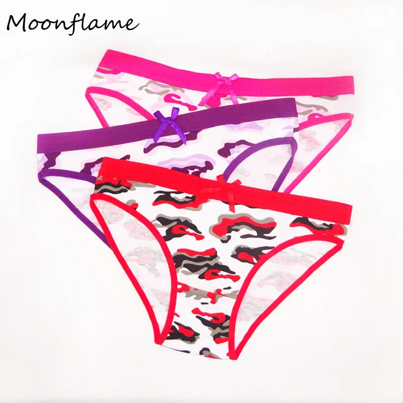Moonflme 3 шт./лот женское нижнее белье с принтом женские хлопковые трусики M L XL 89153