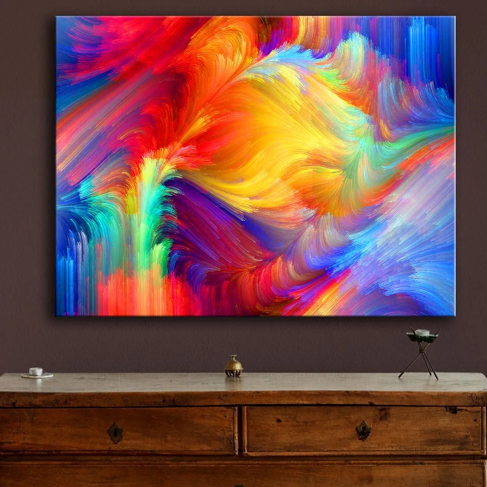 Картина большого размера с изображением пятен радужная Настенная картина для