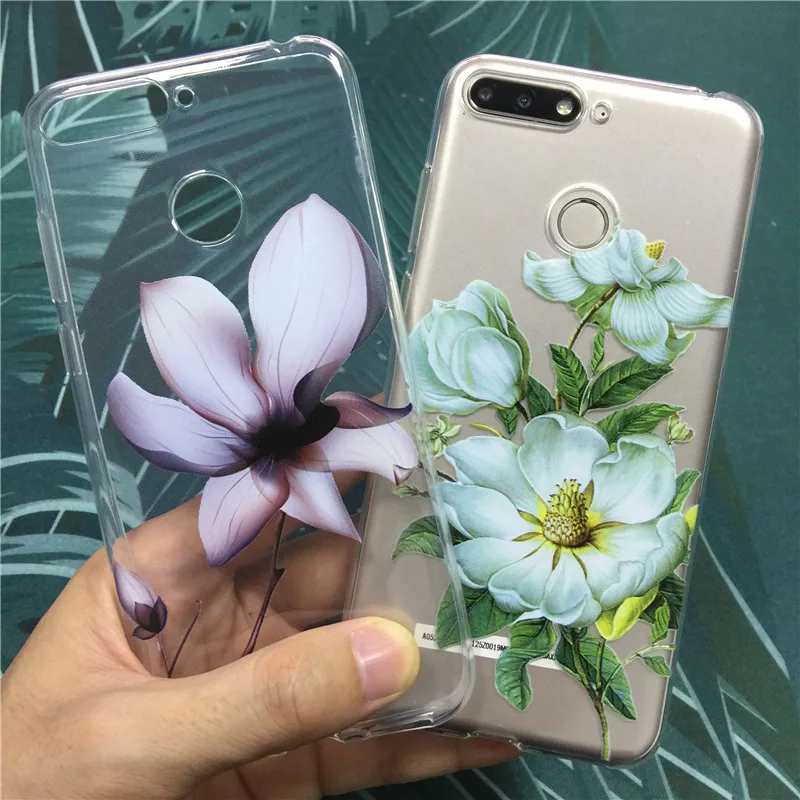 Мягкий чехол из ТПУ для huawei honor 7a pro 7 s 7x с цветочным рисунком 7c русская версия