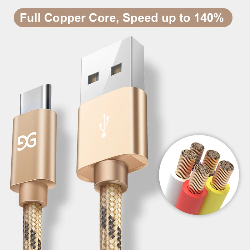 GUSGU нейлоновый Плетеный Micro usb type-C кабель для зарядки и синхронизации данных USB кабель 25 см/1 м/2 м для освещения iPhone 7 6 5S samsung galaxy