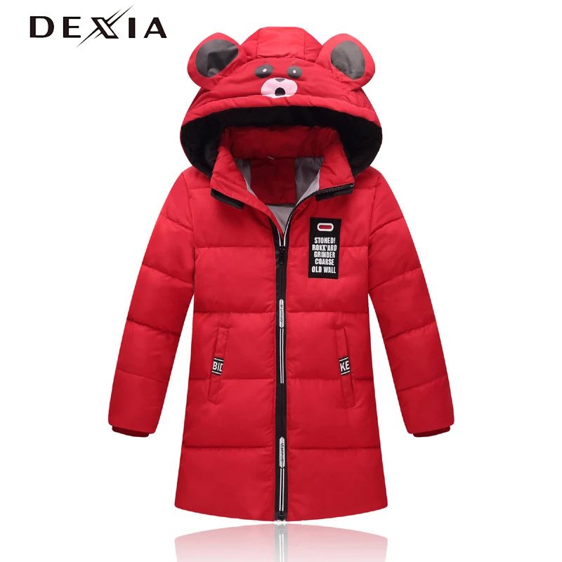 DEXIA Winter New Thick Boys Coats Hoody Long Pattern Cute Little Bear Solid Color White Duck Down Jackets Children Coat | Детская одежда