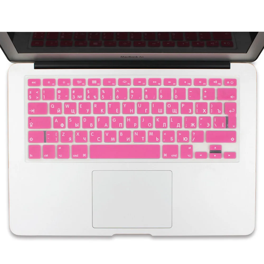 Розовый Мягкая силиконовая клавиатура для Apple Macbook Air Pro retina 13, 15, 17 дюймов, защитная клавиатура, наклейки - Цвет: Розовый