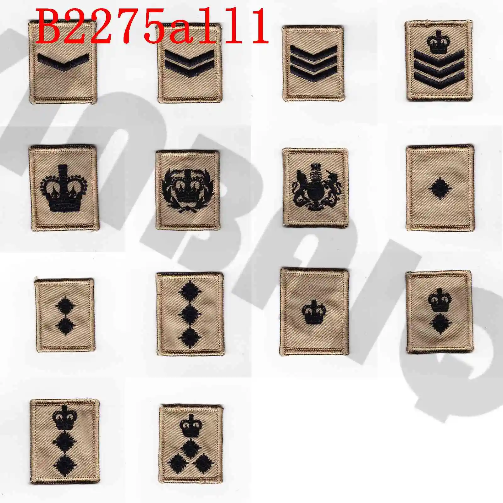 

Embroidery patch Black design British Army Tan MTP Rank