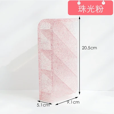 pink 4 сетки Настольный держатель для ручек многофункциональный кисточка чехол для хранения порошка прозрачный белый черный пластиковый ящик Настольный карандаш ручка Органайзер - Цвет: pink