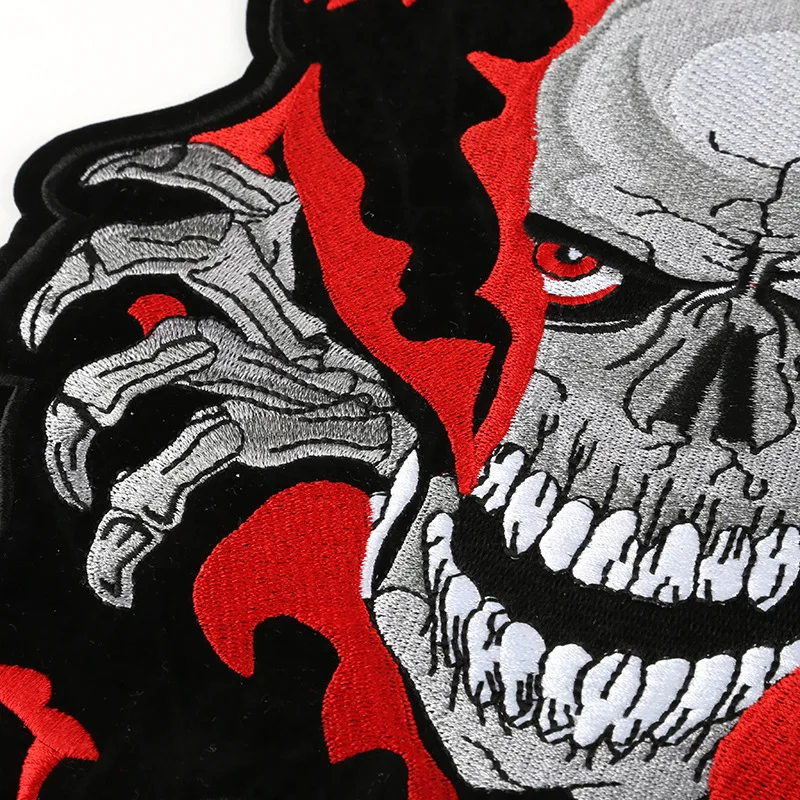Large new kulou cloth paste embroidered patch punk rock European and American style ghost head large personality clothes | Дом и сад