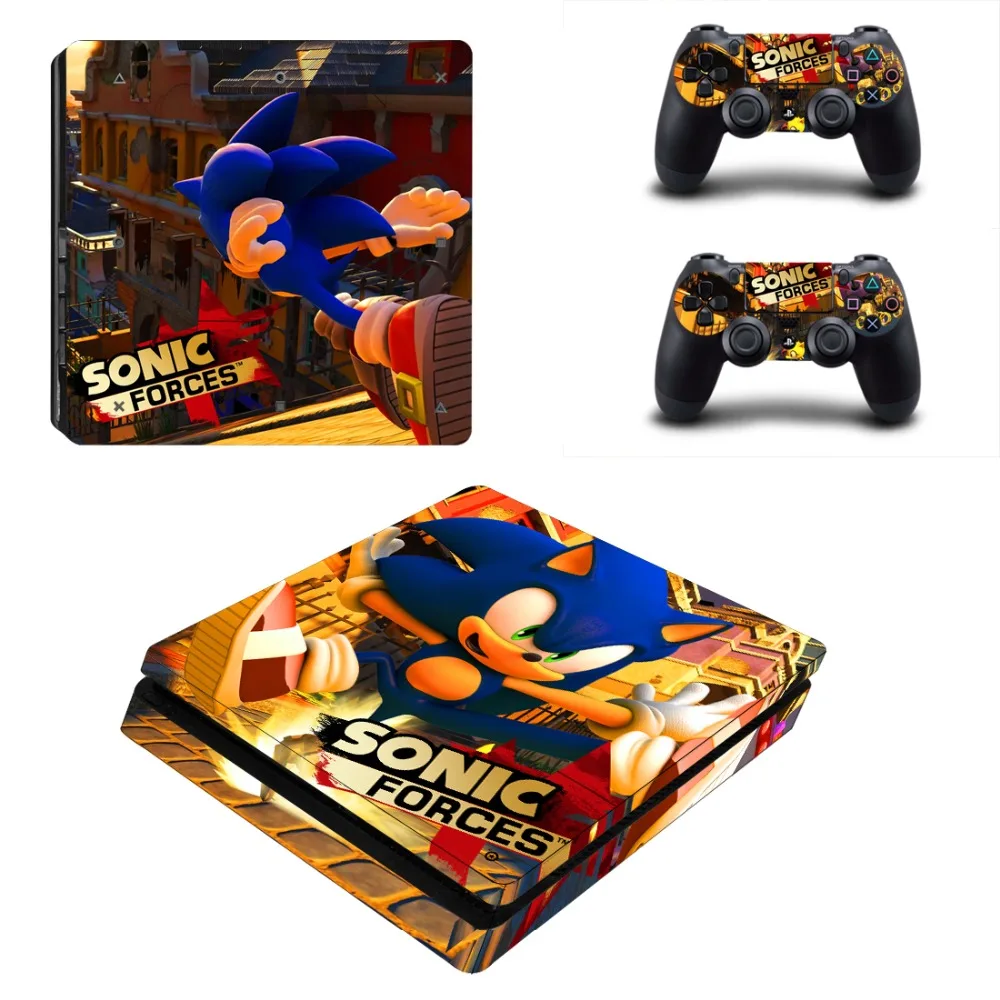 Виниловая наклейка для игровой консоли и контроллера PS4 Sonic Force Slim Skin | Электроника