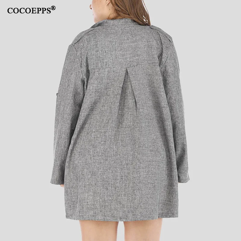 

2019 spring and autumn temperament large size women's long Casual women's long-sleeved windbreaker jacket Office Lady overcoat