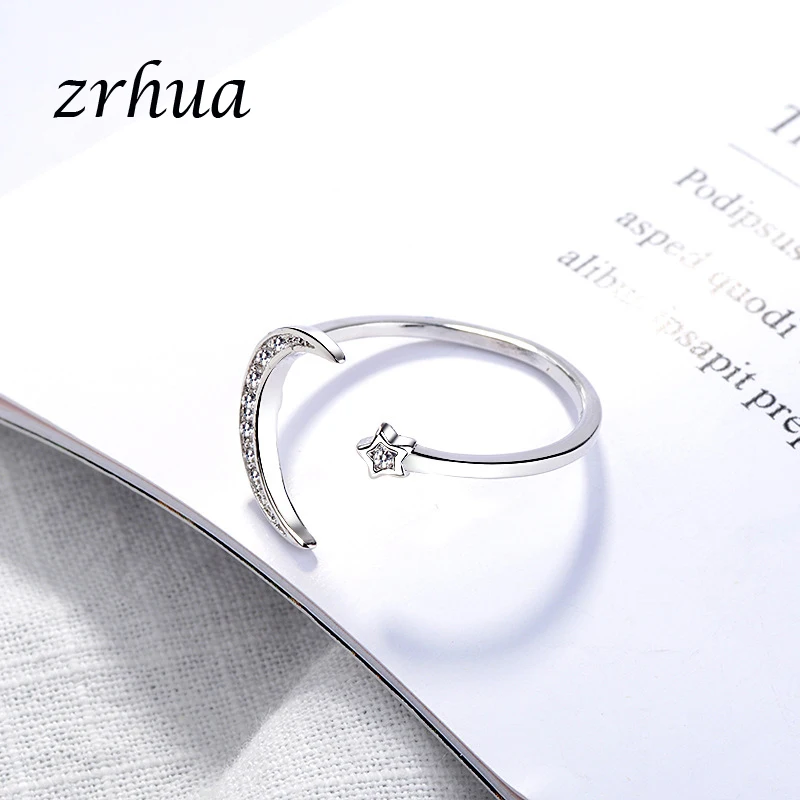 Стильные серебряные кольца ZRHUA в подарок для женщин регулируемые виде лампы Луны