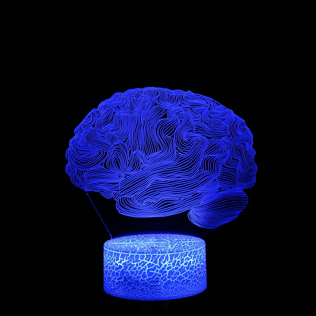 СВЕТОДИОДНЫЙ 3D светильник в виде головного мозга, креативный 3D Визуальный оптический иллюзионный светильник для детской спальни, настольный ночник, 7 цветов, меняющий 3d светильник, светильники