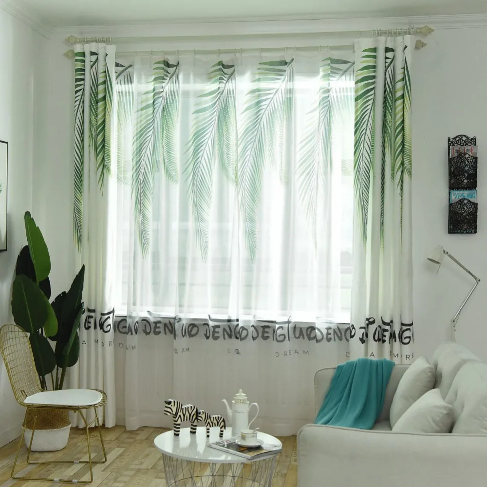 NAPEARL висит шторы для спальня оконные рамы зеленые растения капли современный