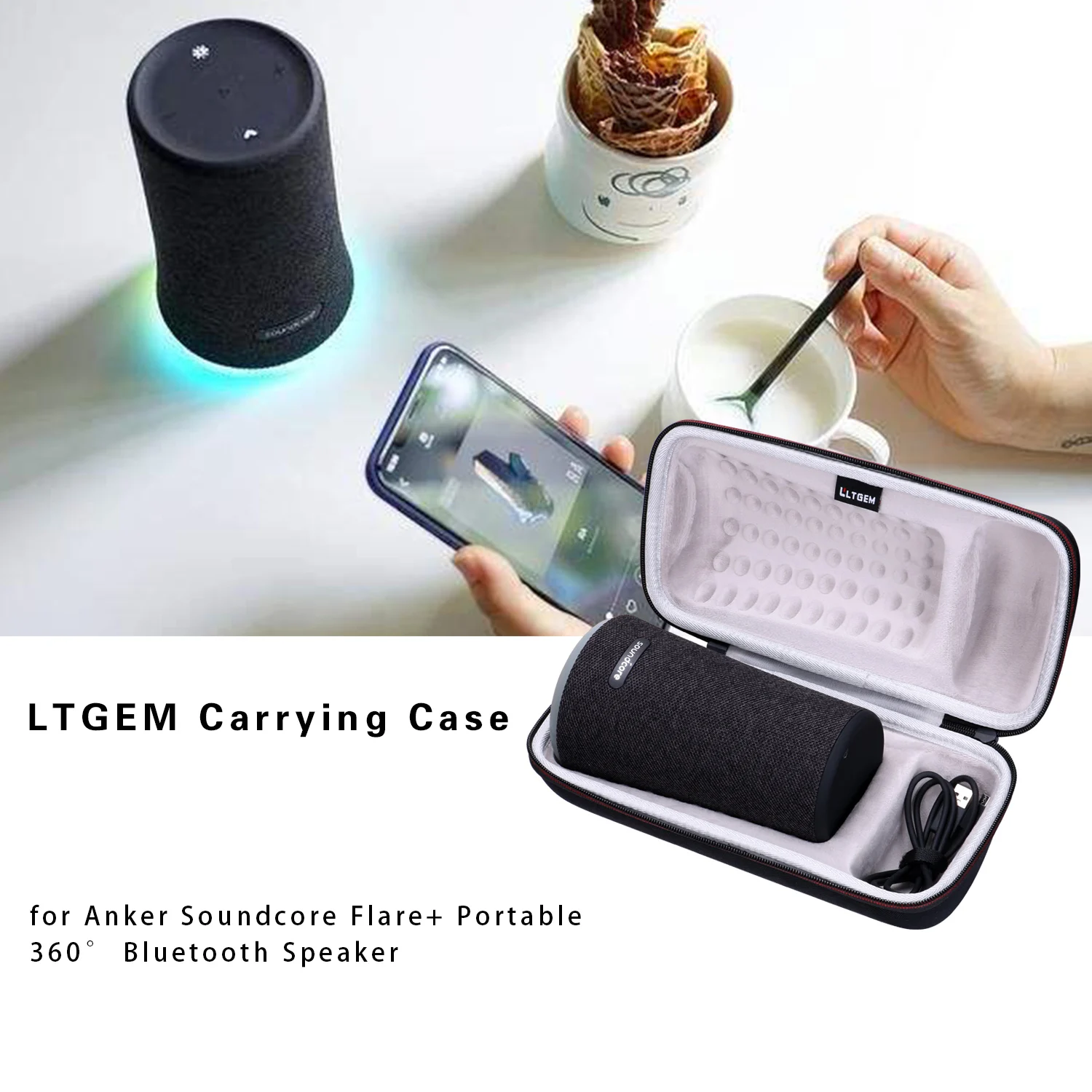 Жесткий чехол LTGEM EVA для Anker Soundcore Flare Plus Портативная колонка с Bluetooth 360|Аксессуары
