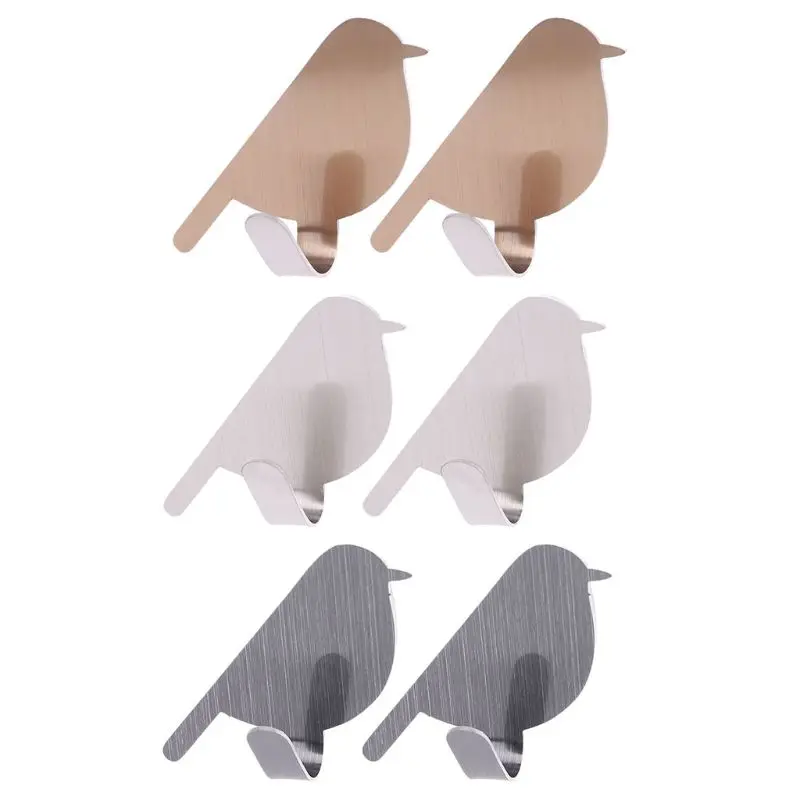 2 шт. в форме птицы декоративные настенные двери из нержавеющей стали вешалка для