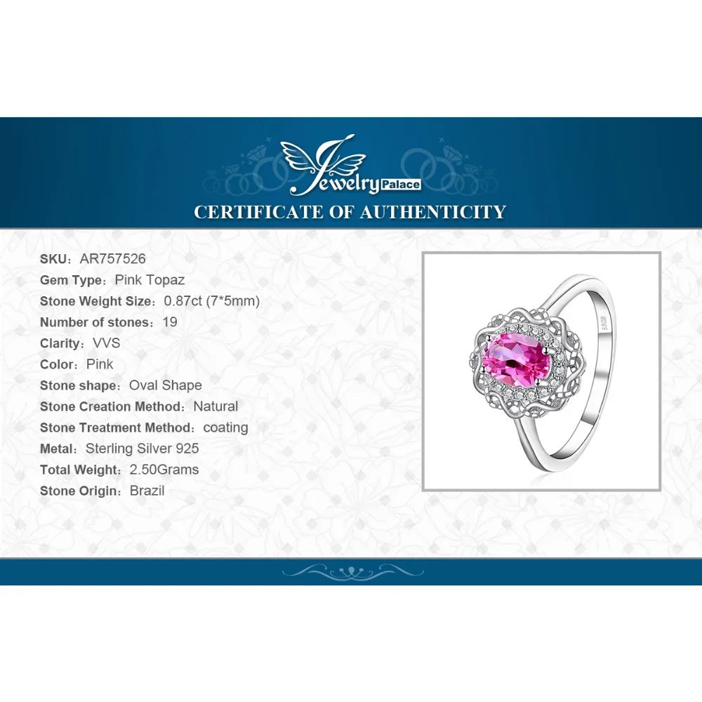 JewelryPalace Винтаж 1ct натуральная овальным вырезом розовый топаз Halo Кольцо