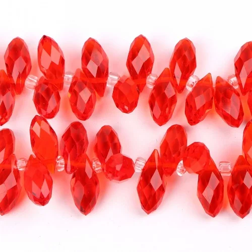 red 50 шт. овальной формы с бесцветными стёклами бисер в виде граненых стеклянных 6x12 мм Briolette каплевидные бусины-капли воды, стекло бусины для самостоятельного изготовления ювелирных изделий - Цвет: red