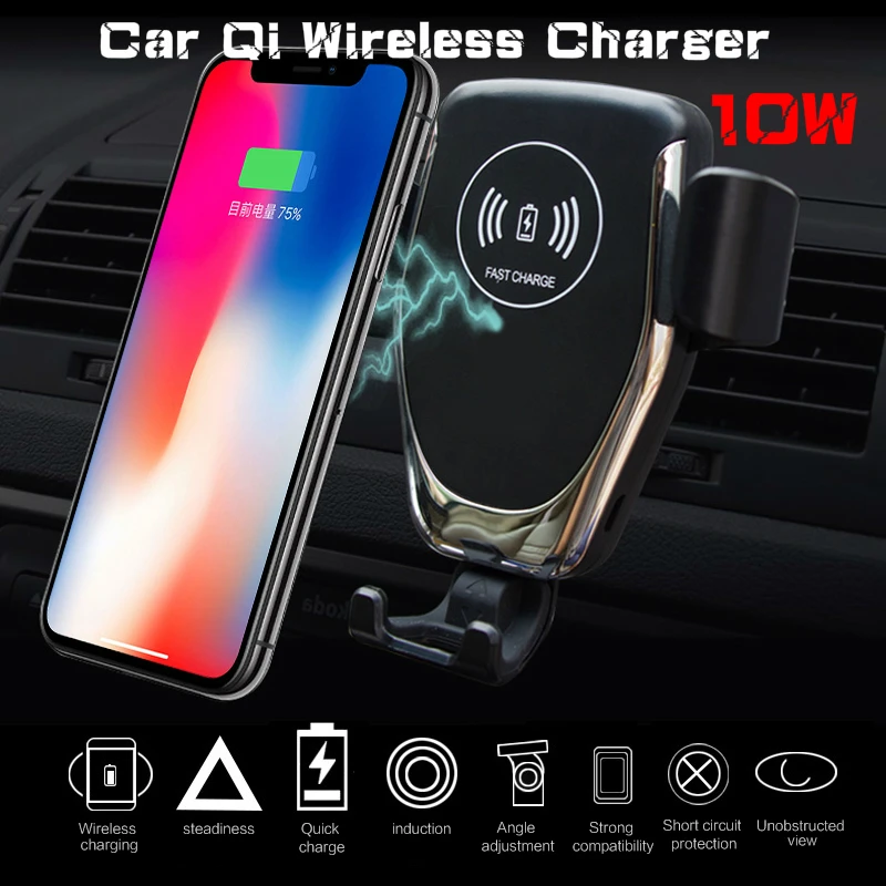 Беспроводное зарядное устройство 10 Вт для iPhone XS Max X XR 8 Plus автомобильное крепление