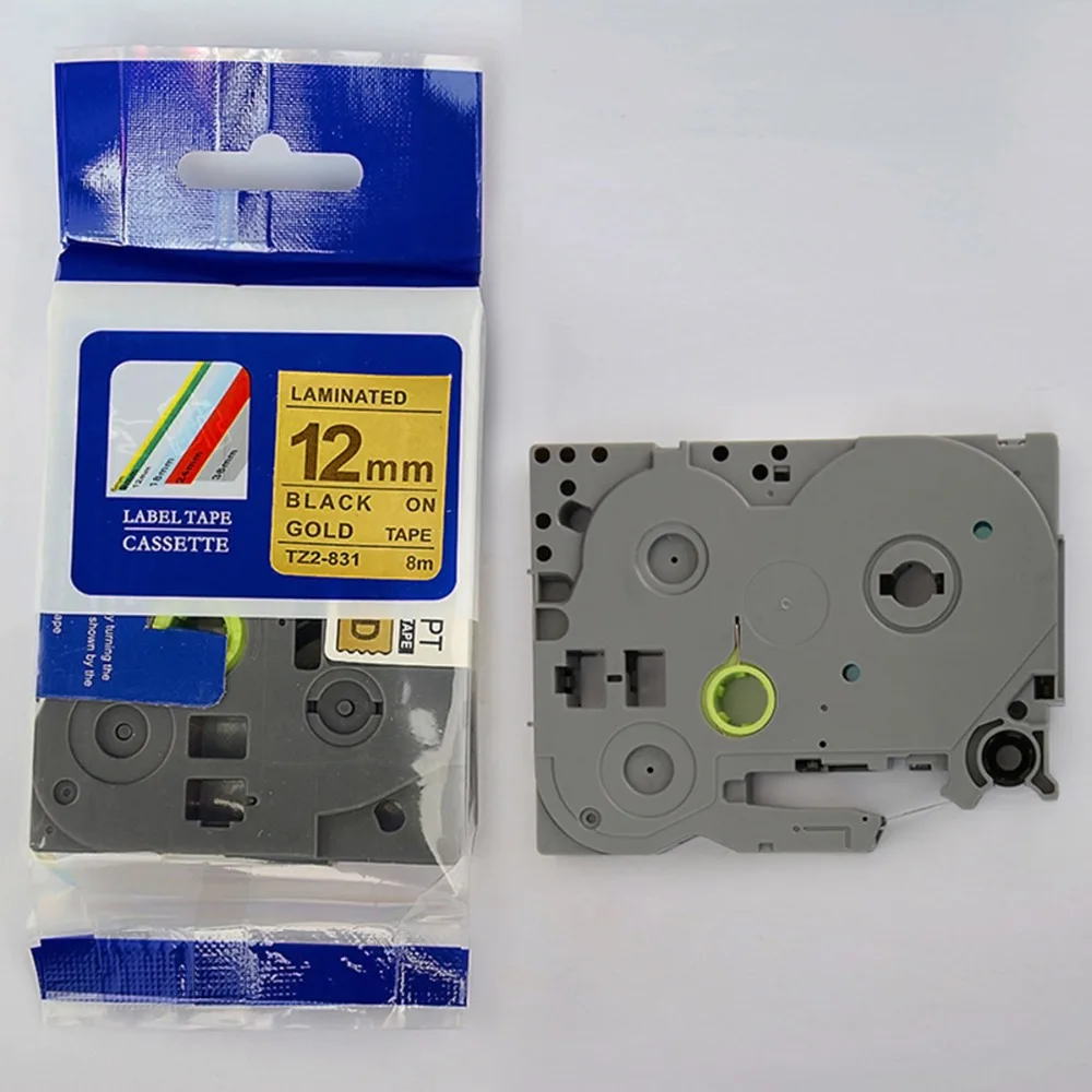 Совместимость TZ-831 TZe-831 TZe831 P-touch TZ ленточного картриджа (черного цвета золота 12 мм *