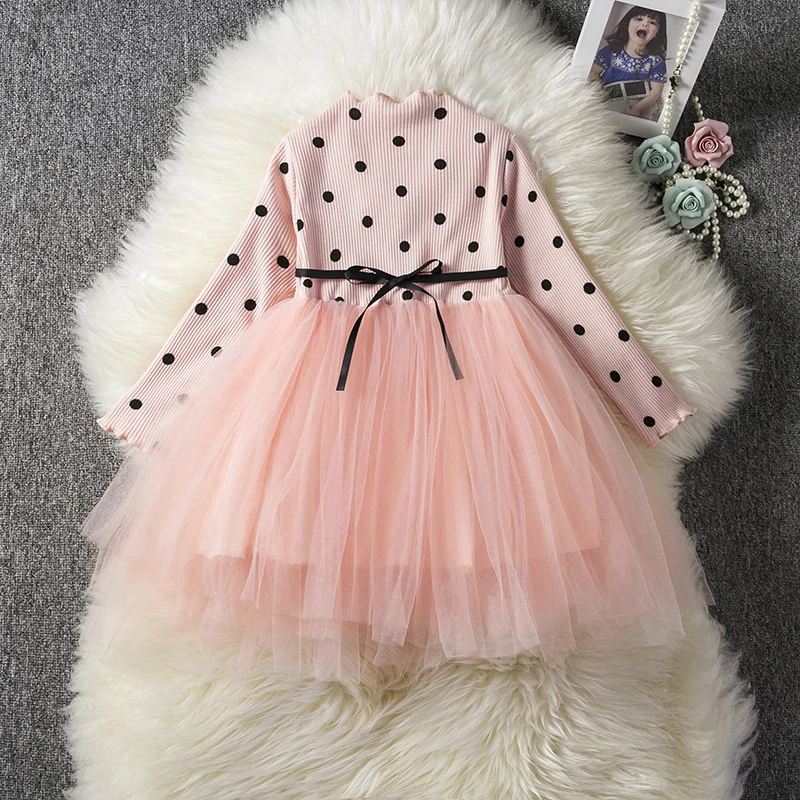 2018 New Toddler Infant Kid Girl Baby Polka Dot Dress Pageant Party Prom Wedding Casual Long Sleeve 1-5T Clothing | Детская одежда и