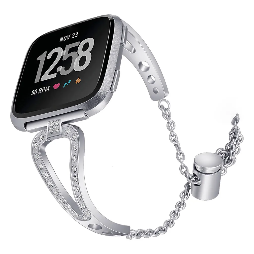 Модные роскошные женские Ремешки для наручных часов Fitbit Versa сменные Кристальные